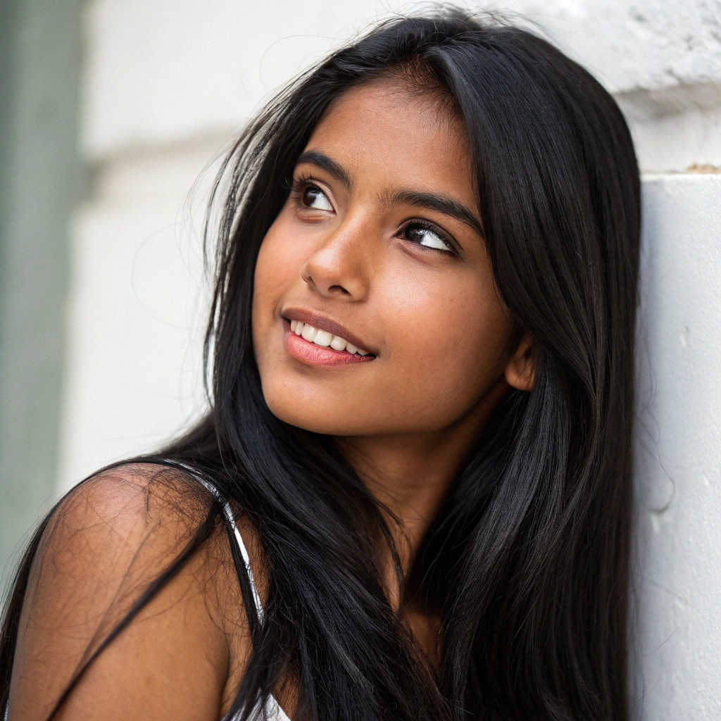 AI generated image by Red Panda AI: una chica morena muy guapa de unos 18 años, pelo negro, española