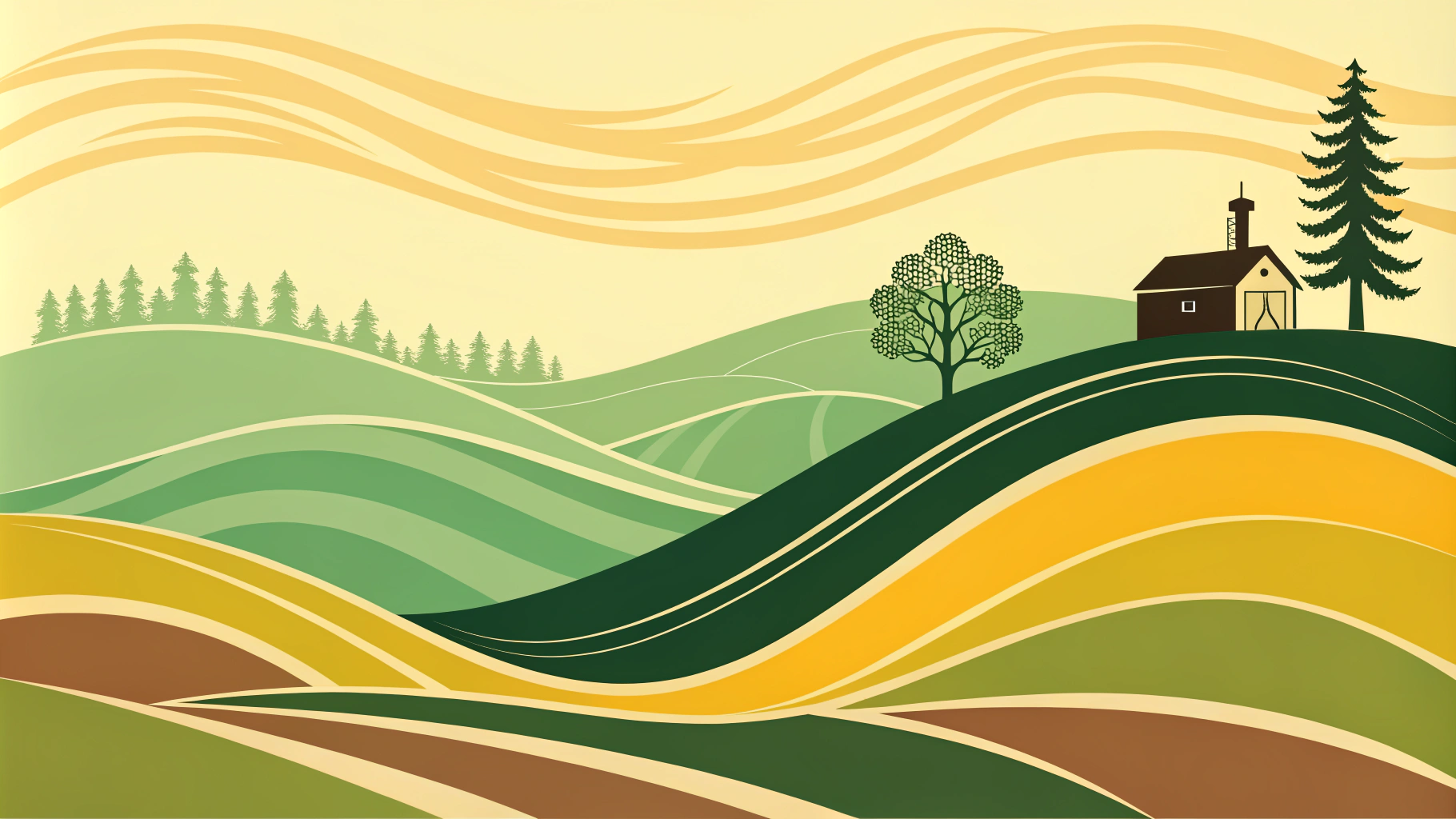 AI generated image by Red Panda AI: farm motif colors, beautiful, abstract, minimalist, background, no pictures, just flowing and abstract
