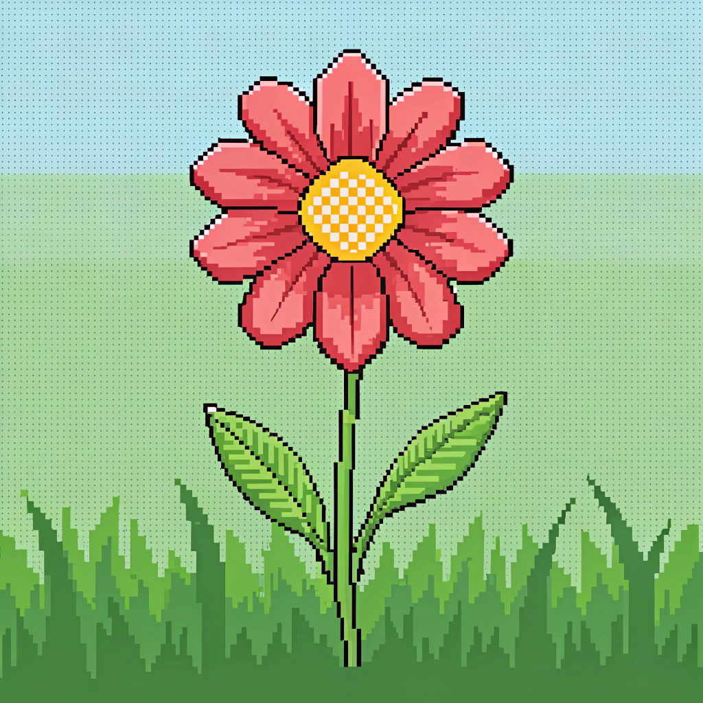AI generated image by Red Panda AI: Crie uma imagem de um flor em pixelart 32x32