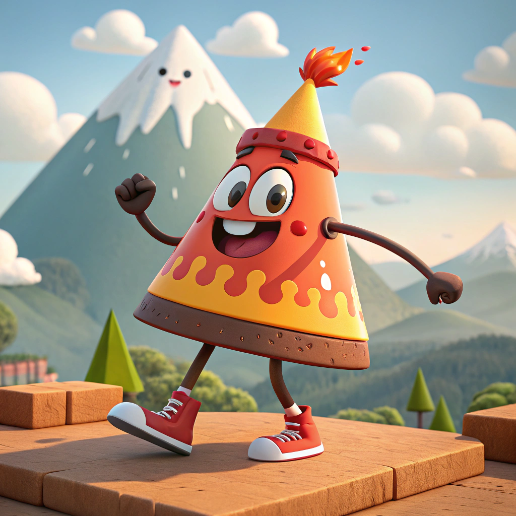 AI generated image by Red Panda AI: personaje animado de forma de volcan para un videojuego