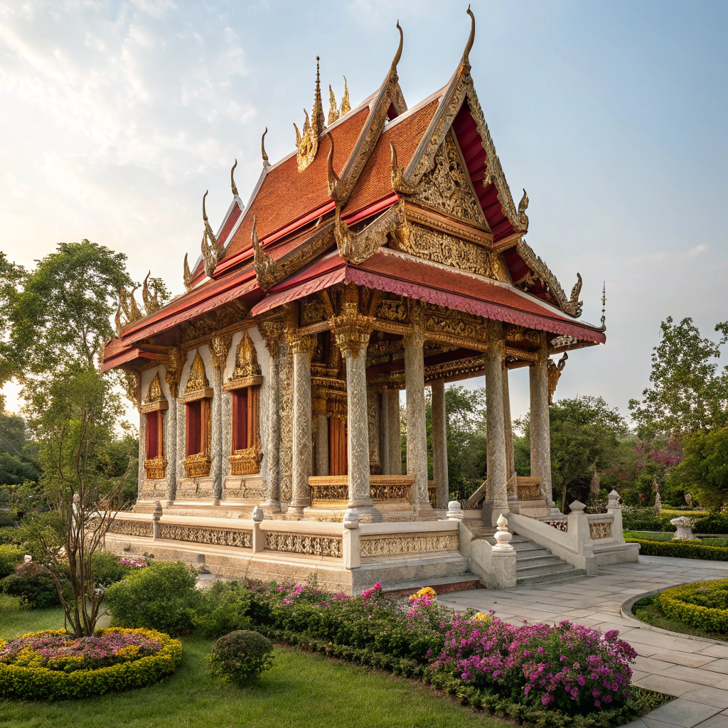 AI generated image by Red Panda AI: A replica Thai pavilion created with AI, inspired by ancient Thai art