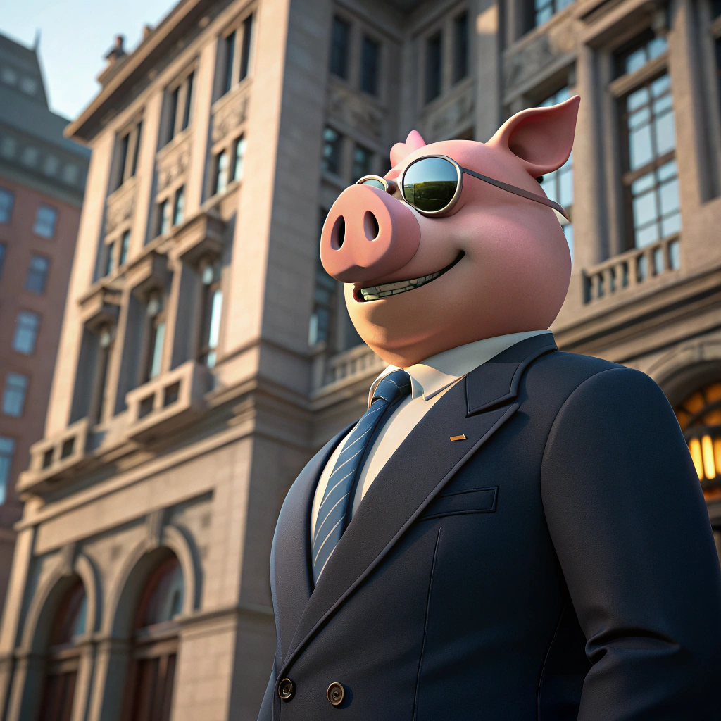 AI generated image by Red Panda AI: Jhon pork as a cartoon character in fortnite style,from the waist up, in a suit, looking badass, neutral face, 3d render style, slightly anamorphic, in front of a building, looking into the camera, face clearly visible, dvd screengrab UHD, cartoon, ultra detail,
intricate details, volumetric lighting, 3d model, fake, photography, digital art, 8k, future, Cinematic,
Photography, Ultra - Wide Angle, Depth of Field, hyper - detailed, insane details, intricate details, beautifully
color graded, Unreal Engine 5, Cinematic, Videogame, Fortnite Shot on 25mm lens --ar 9:16

