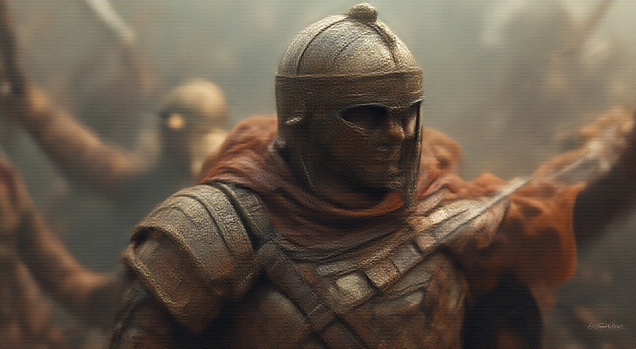 AI generated image by FLUX.1-pro:   antique Roman-style centurion anime soldier with intricate armor engravings, weathered leather straps, and delicate fabric folds, showcasing very fine details and textures in the midst of an epic battle scene