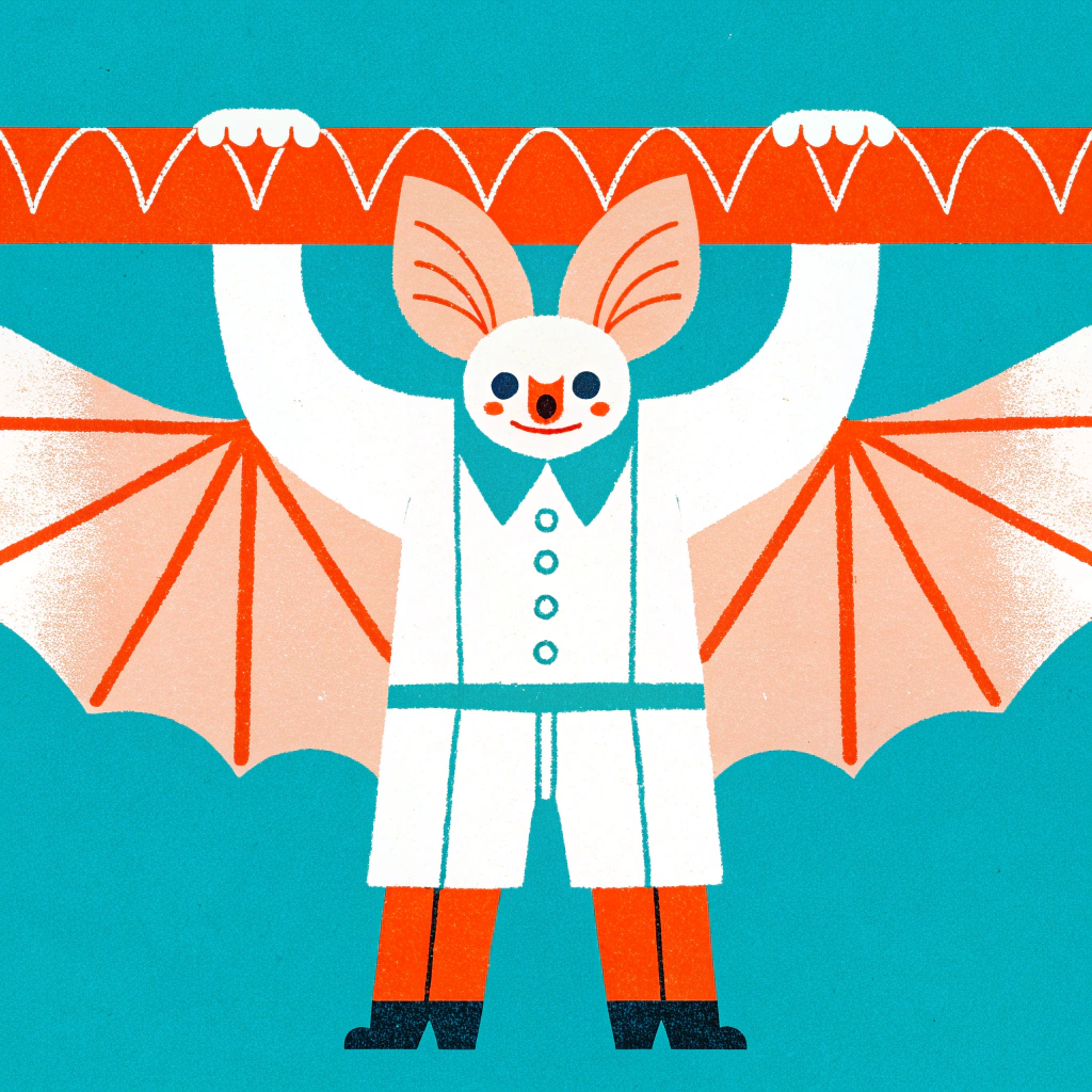 AI generated image by Red Panda AI: Murcielago con ropa de fondo