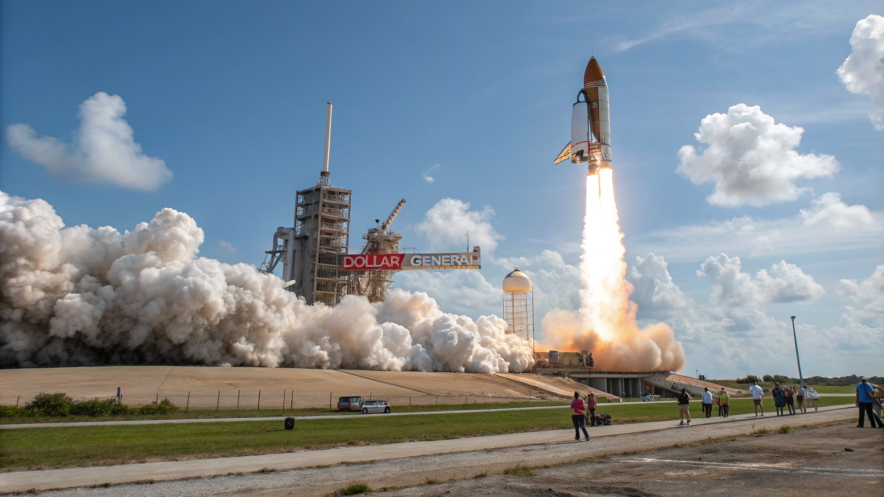 AI generated image by Red Panda AI: A rocket named "Dollar General" is taking off