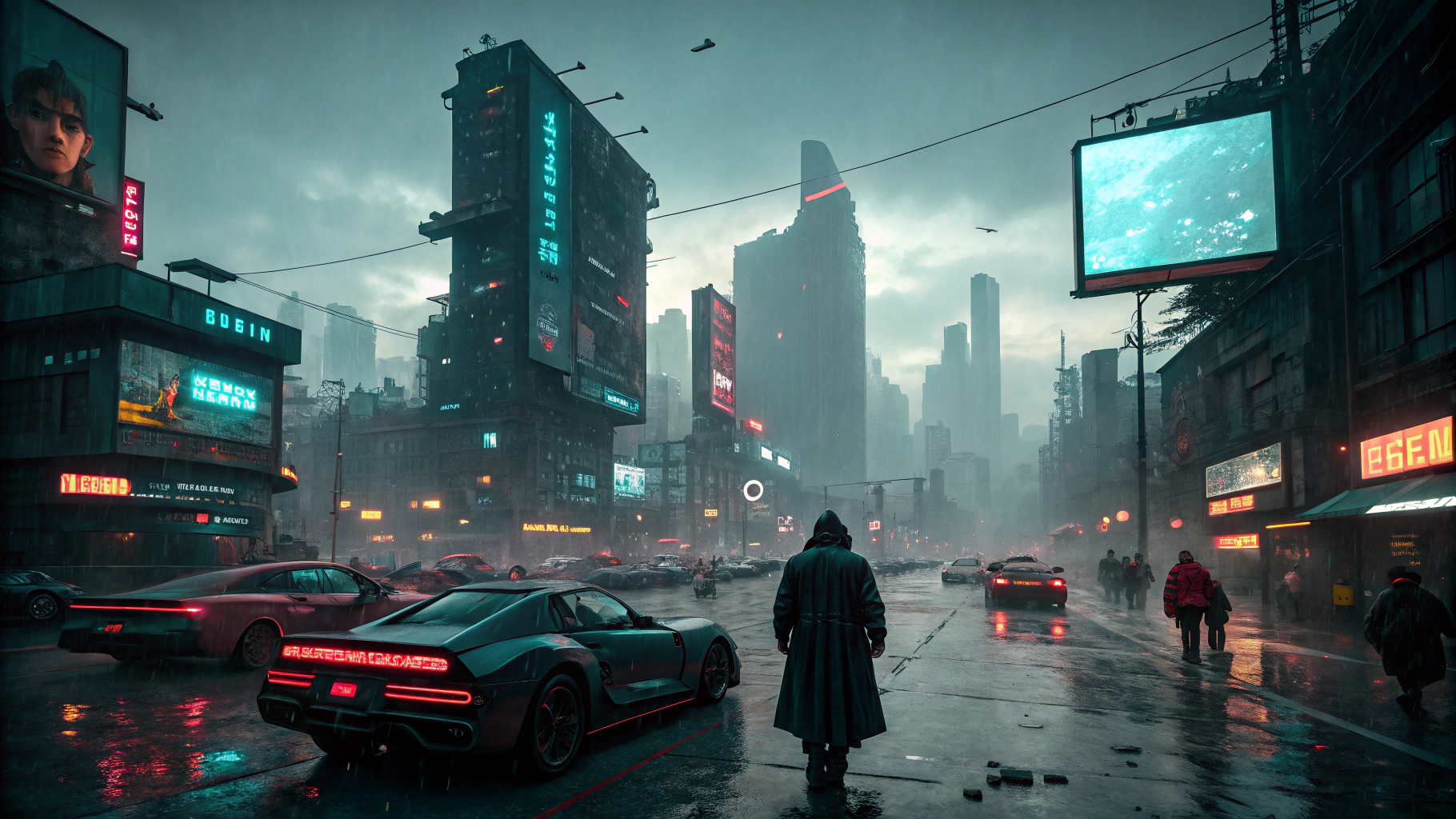 AI generated image by Red Panda AI: A concerning scene that portrays a cyberpunk 2077  dystopia