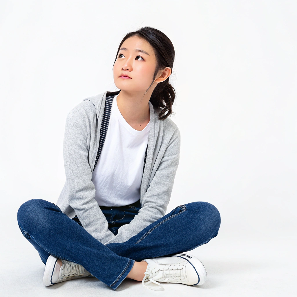 AI generated image by Recraft V3: White background,Japanese young woman