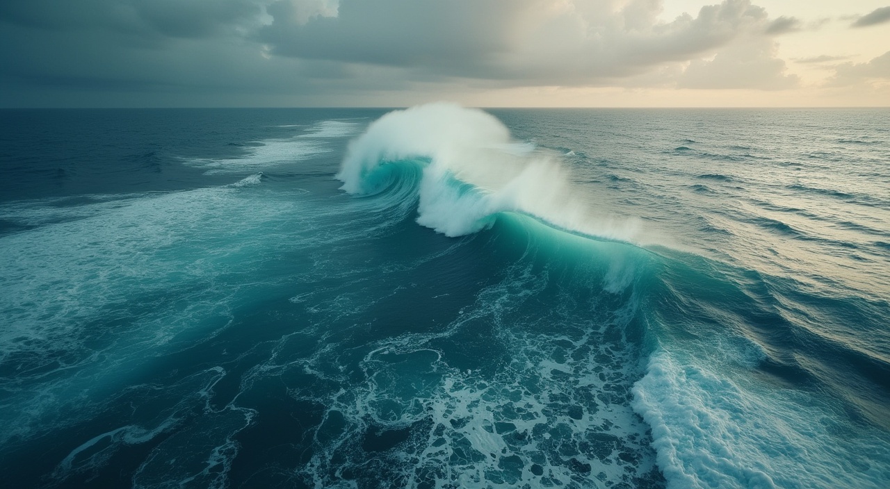AI generated image by FLUX.1-pro: vista aérea de un tsunami