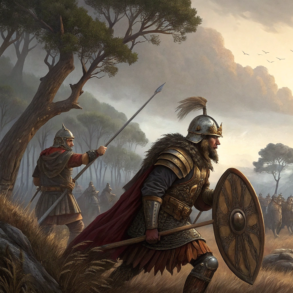 AI generated image by Red Panda AI: oil painting warriors