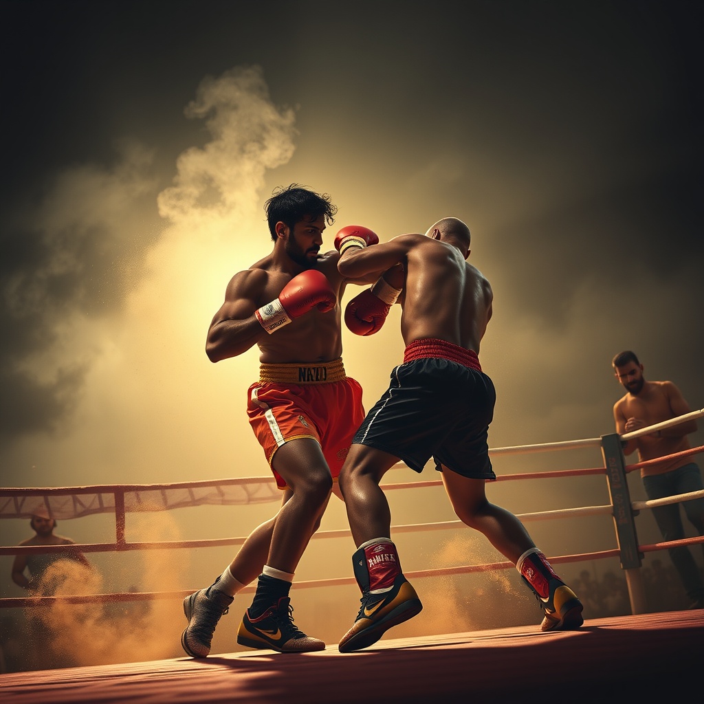 AI generated image by FLUX.1-schnell: UNA PELEA DE BOXEO DE KANGUROS